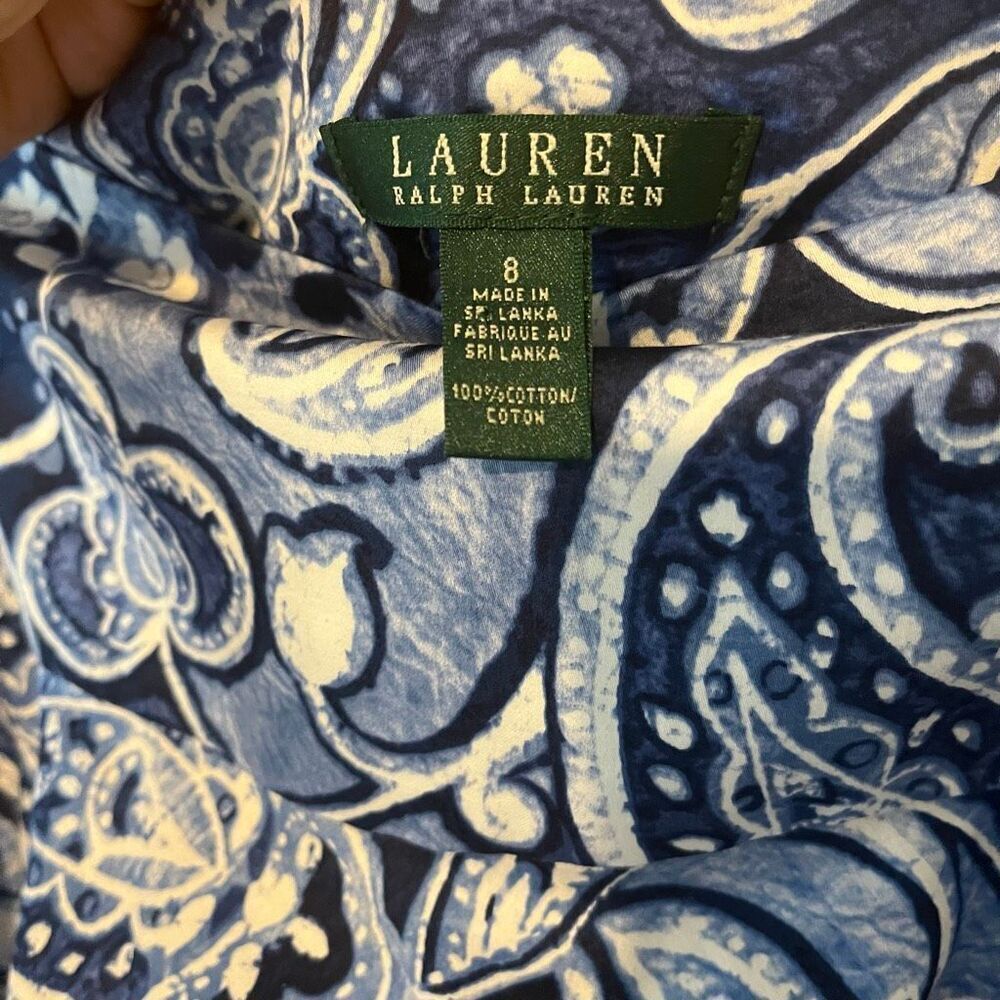 Lauren Ralph Lauren Paisley Skirt Women 8 Blue A-Line Cotton‎ Knee Length - Picture 4 of 6